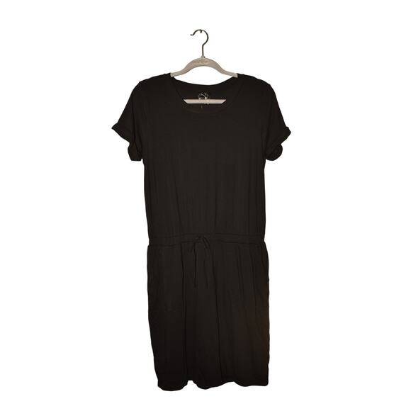 32 DEGREES COOL NEW $40 Black Soft Lux Dress Elastic Waist Short Sleeves Medium - Picture 4 of 6